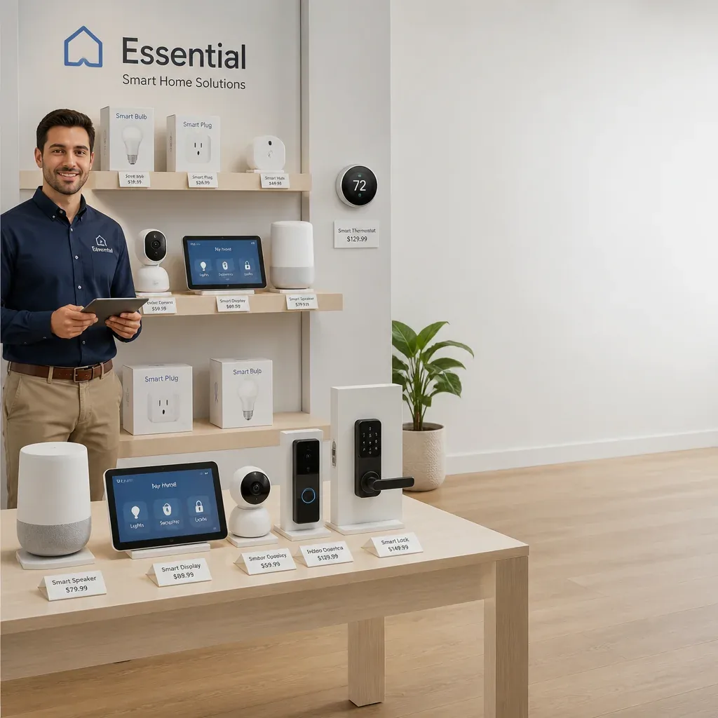 Smart thermostat on a wall